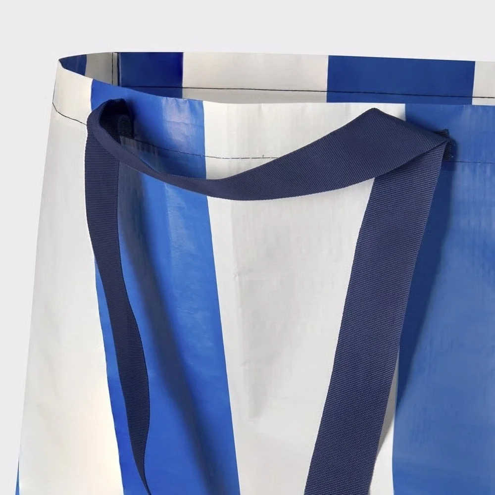Ikea SACKKARRA Large Shopping Laundry Storage Bag White/Blue Striped,  19 gallon